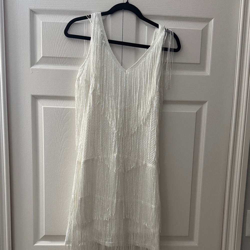 Elegant White Fringe Dress